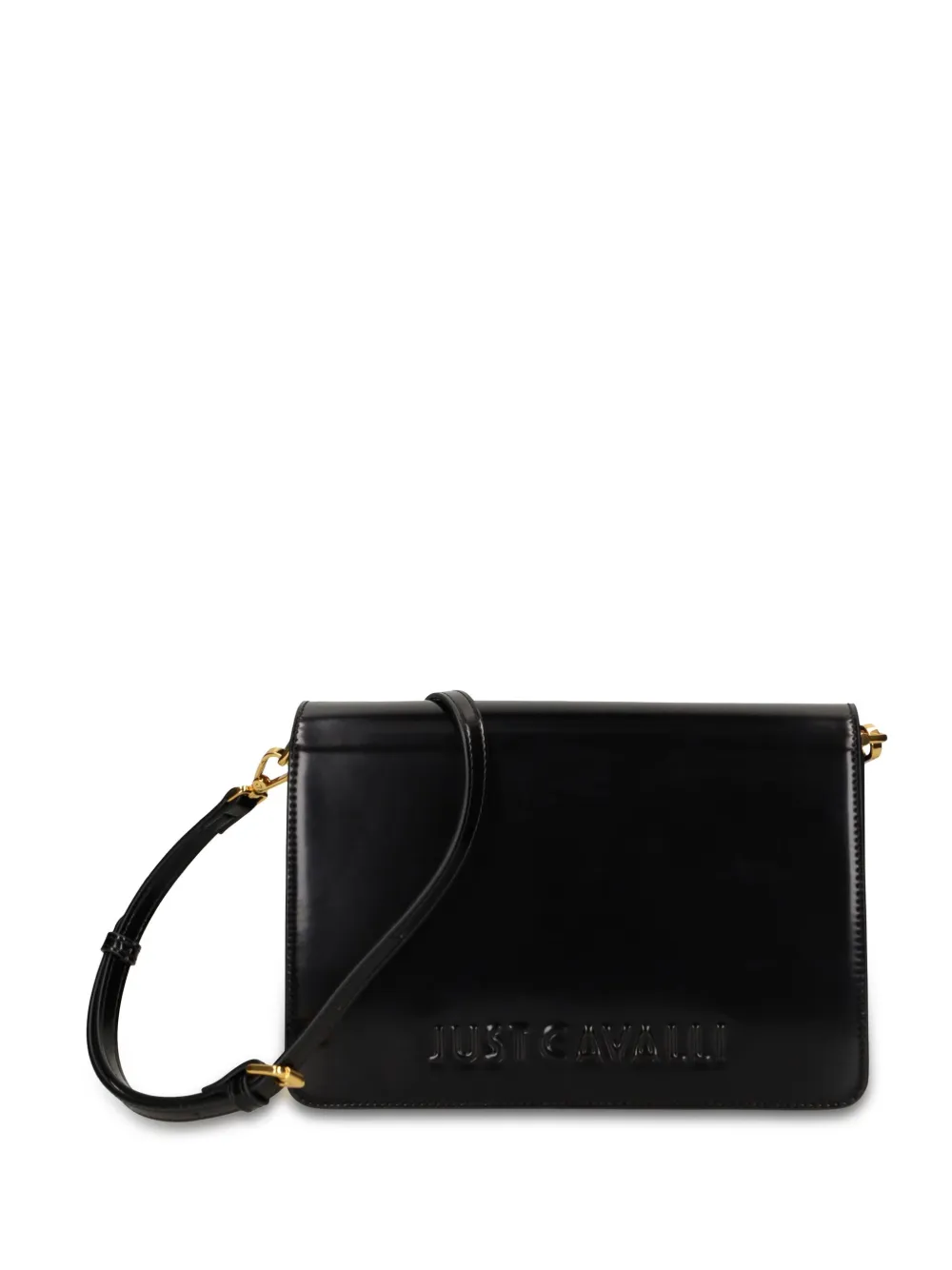 Just Cavalli Schoudertas met logo-reliëf - Zwart