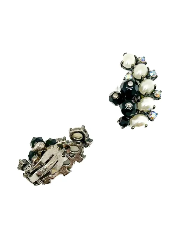 Schiaparelli Vintage クリスタル パール ピアス | ニュートラル