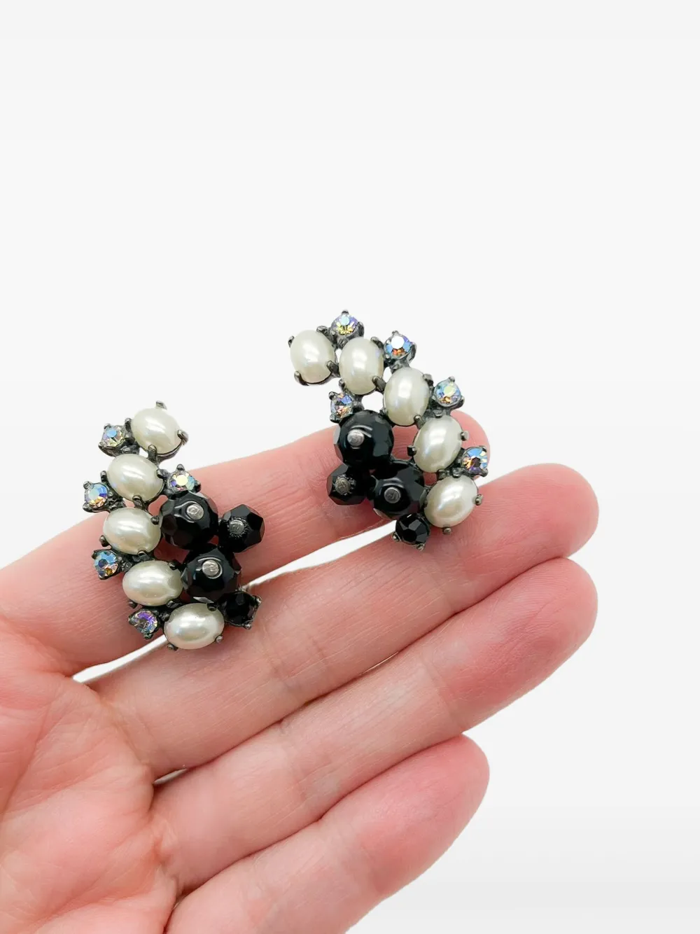 Pearl-Embellished Crystal Earrings