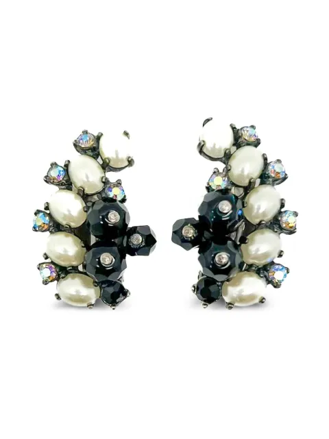 Schiaparelli Vintage pearl-embellished crystal earrings