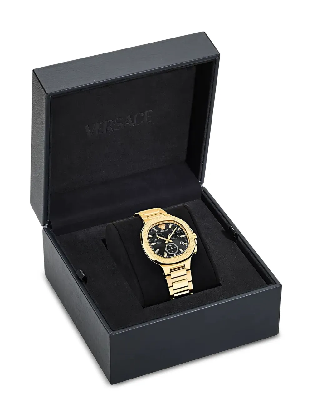 Versace V-chrono Square Bracelet Watch In Gold