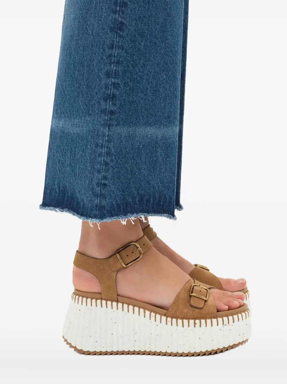 CHLOÉ 80MM NAMA WEDGE SANDALS