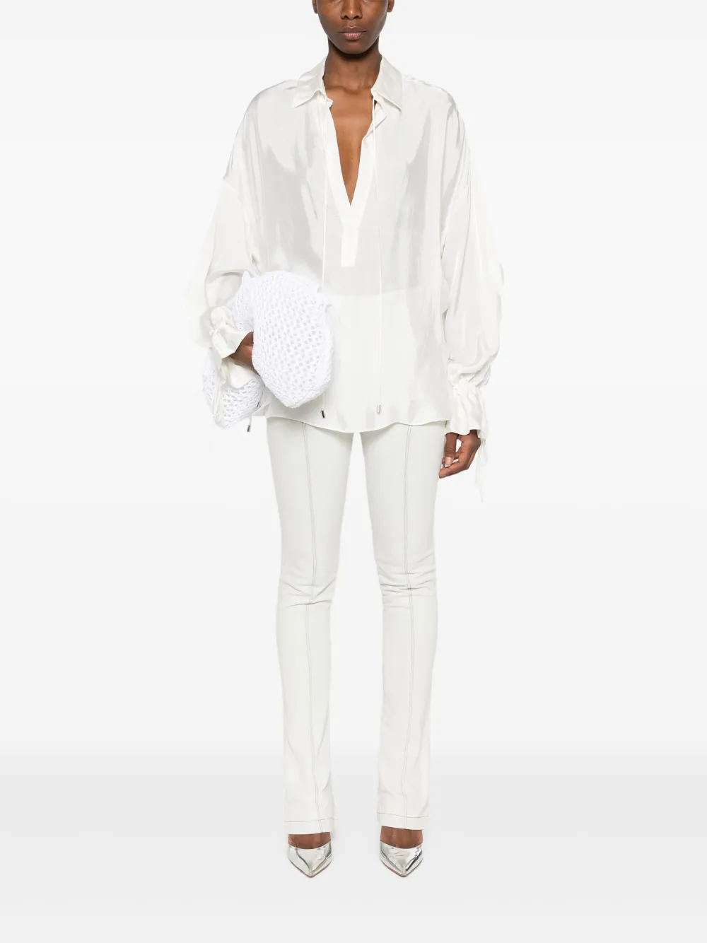 Blumarine Satijnen blouse - Wit