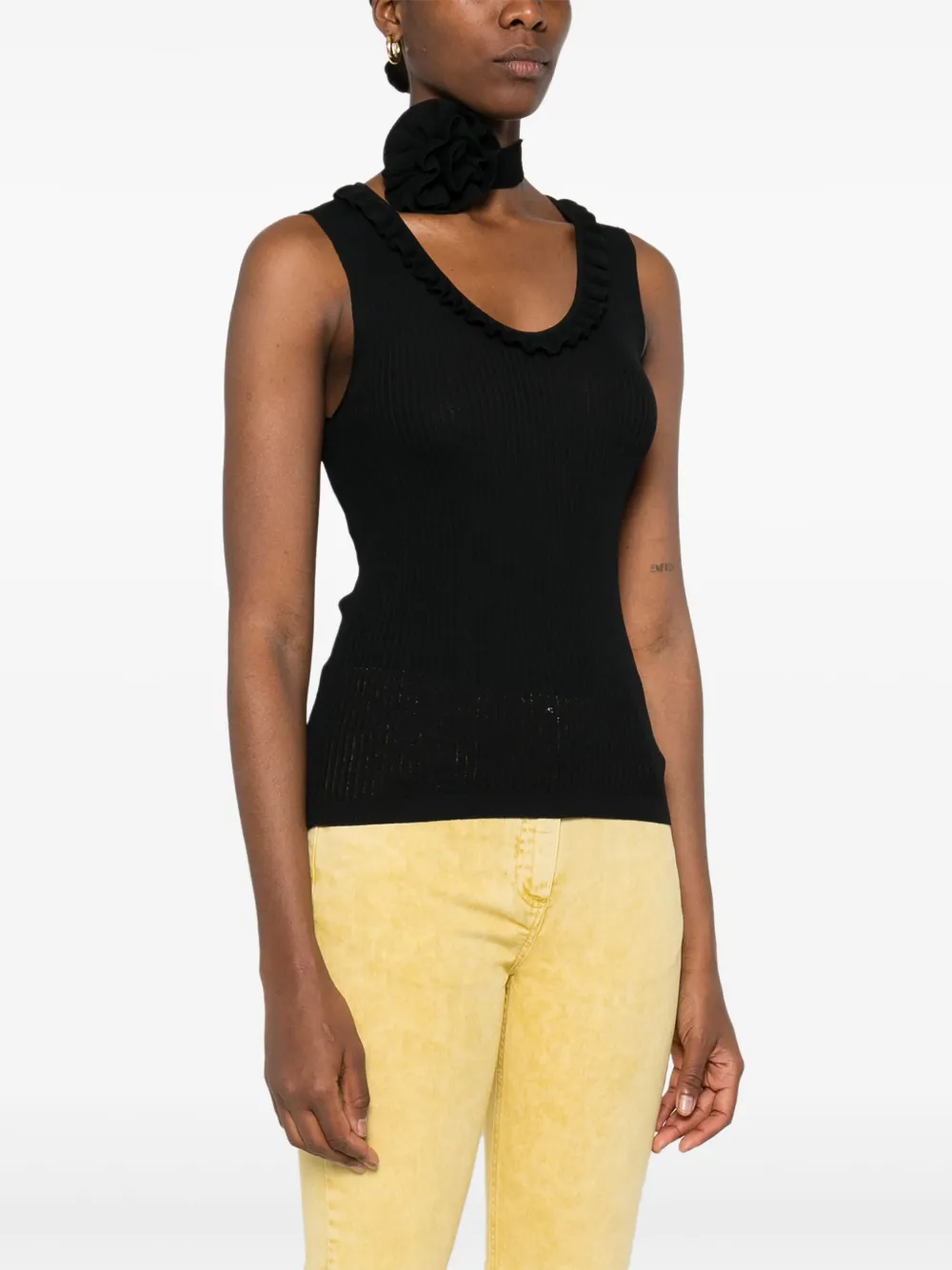 Blumarine Geribbelde top Zwart