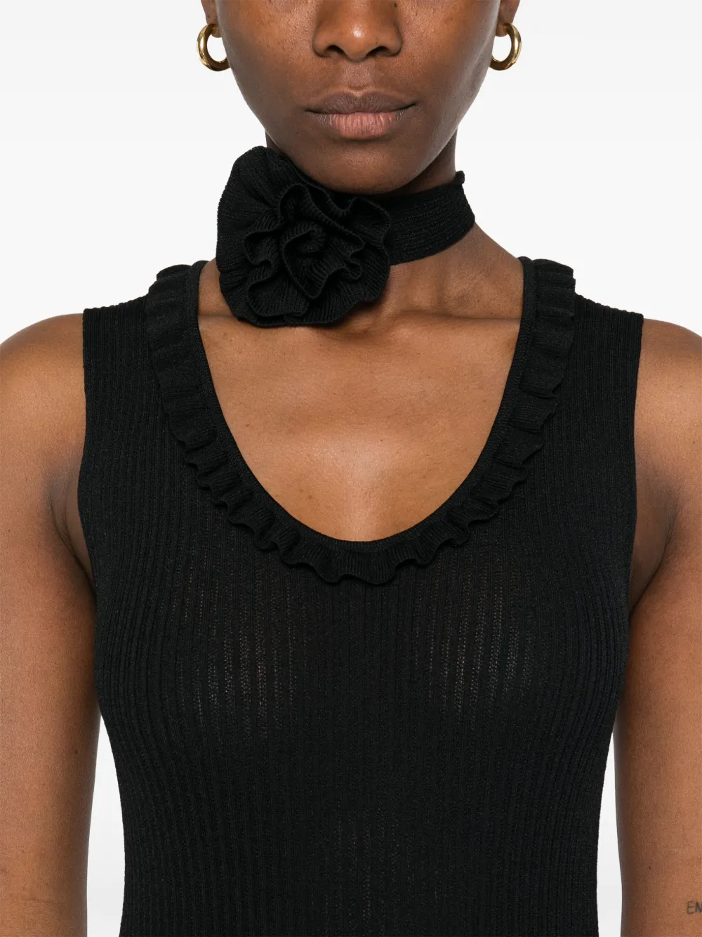 Blumarine Geribbelde top Zwart