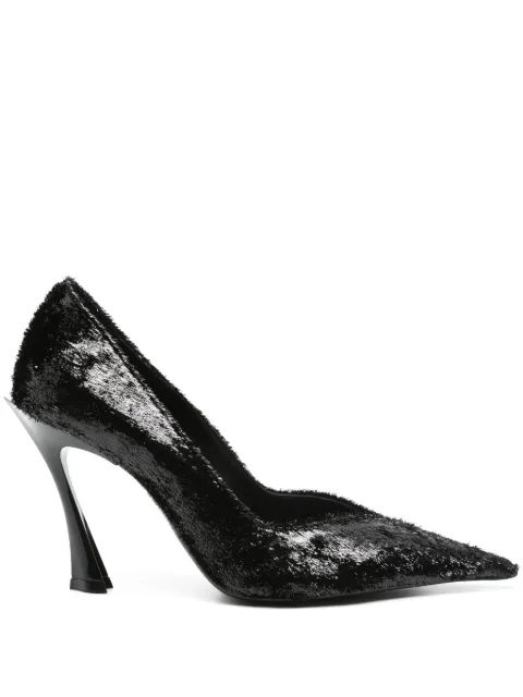 Mugler zapatillas con glitter y tacón de 95mm
