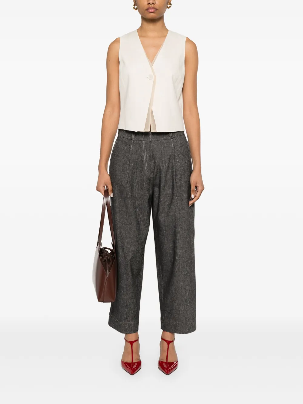 Peserico Broek met geplooid detail - Blauw
