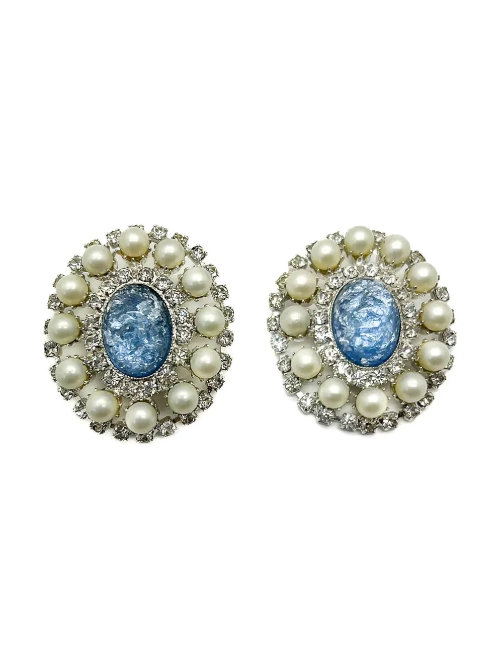 Jennifer Gibson Jewellery 1980s Easter Egg and Pearl earrings | Silver | Image 1