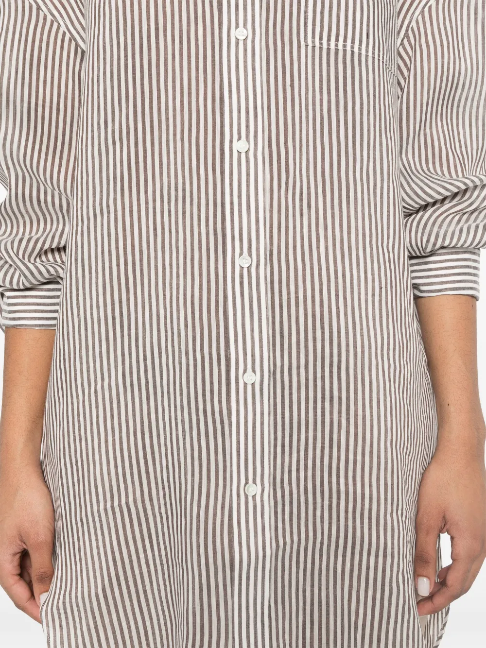 Brunello Cucinelli Gestreepte lange blouse Wit