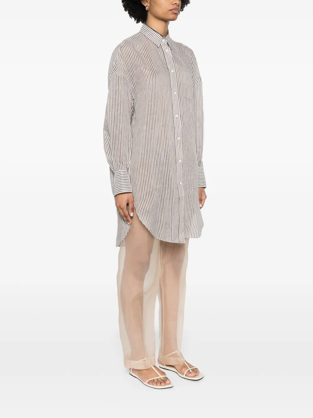 Brunello Cucinelli Gestreepte lange blouse Wit