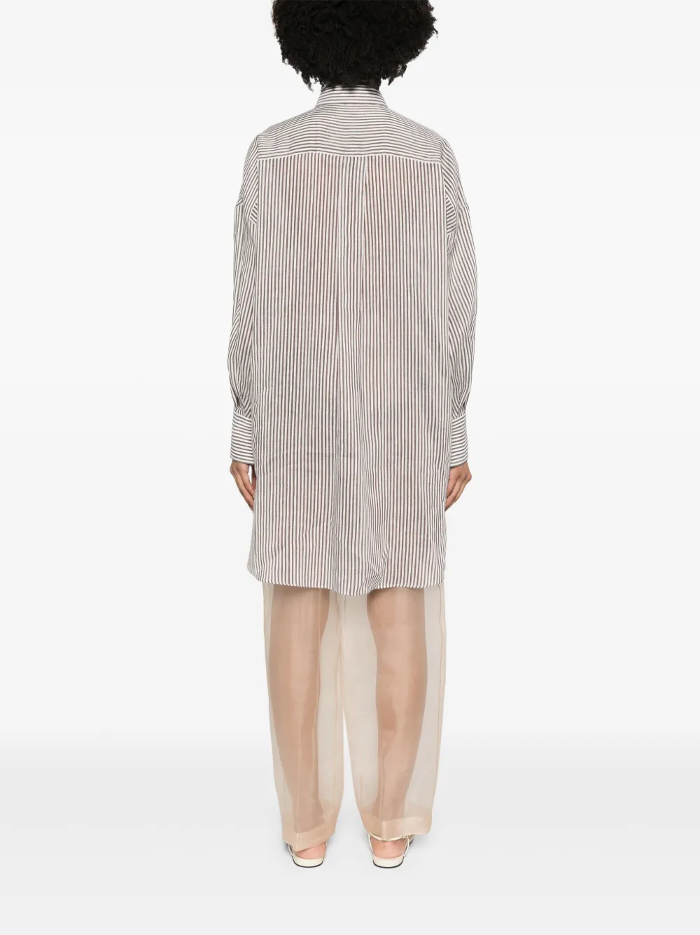 Brunello Cucinelli Gestreepte lange blouse Wit