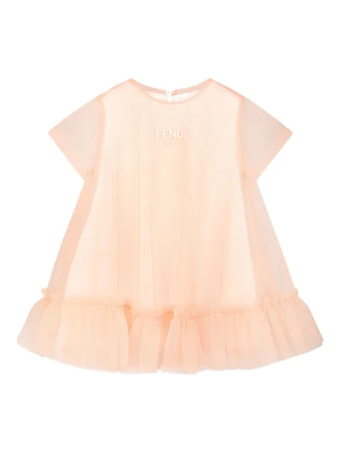 Fendi Kids Jurk met ruches detail