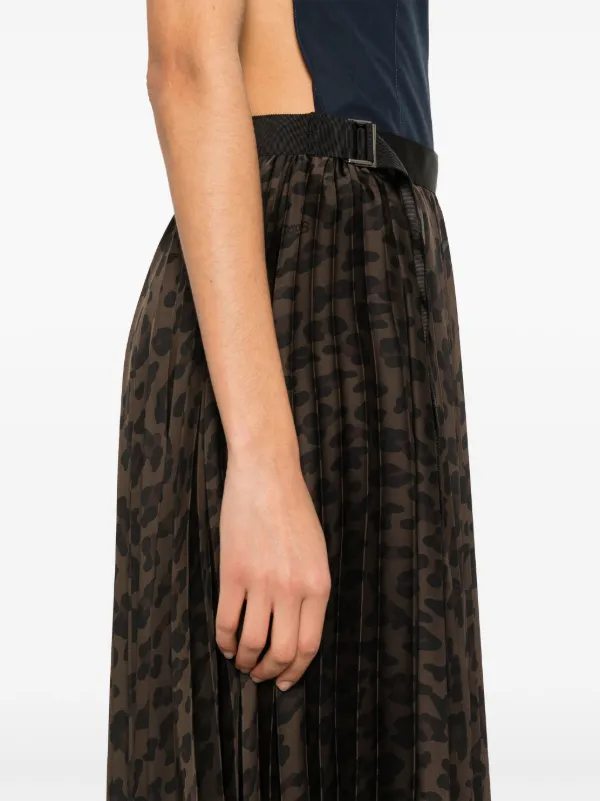 Sacai leopard-print Midi Skirt | Brown | FARFETCH HK