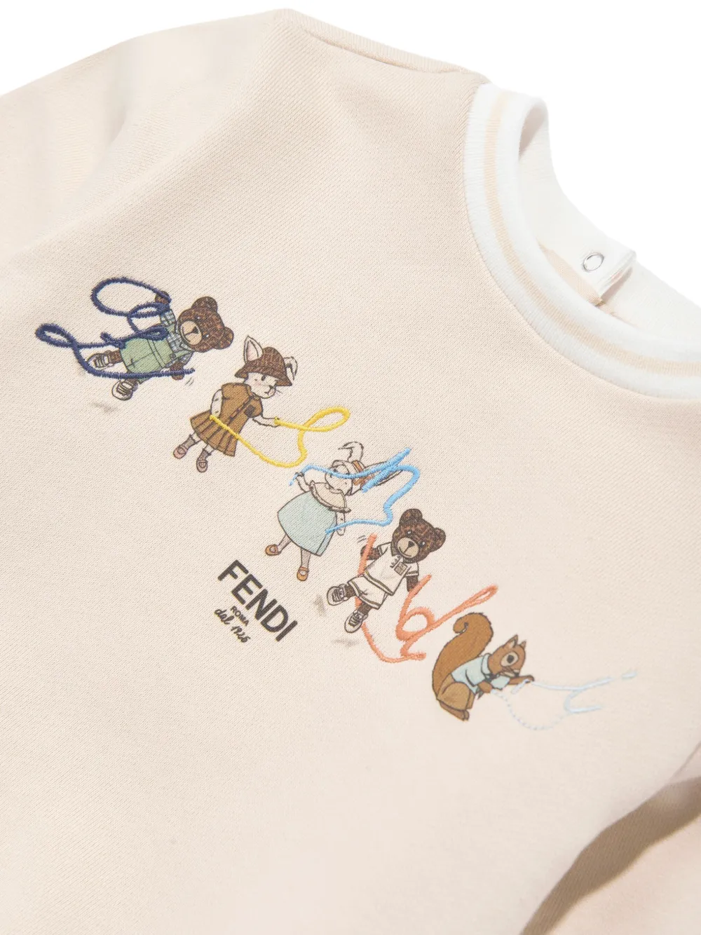 Fendi Kids Sweater met geborduurd logo Beige