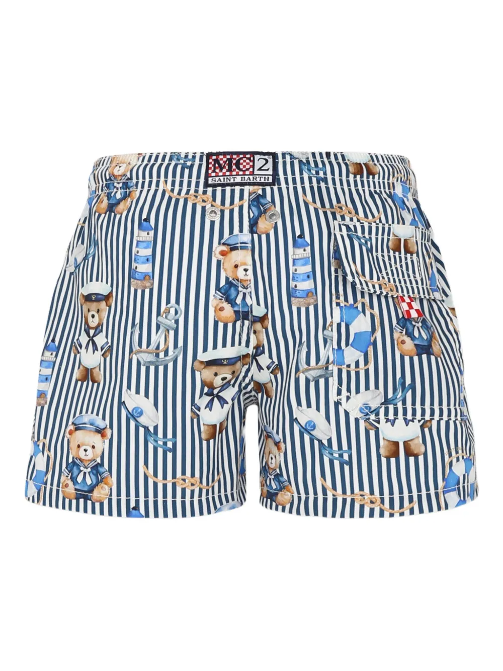 MC2 Saint Barth Kids Zwembroek met teddybeerprint Blauw
