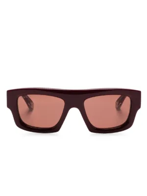 Prada Eyewear スクエアフレーム サングラス | ブラウン | FARFETCH JP