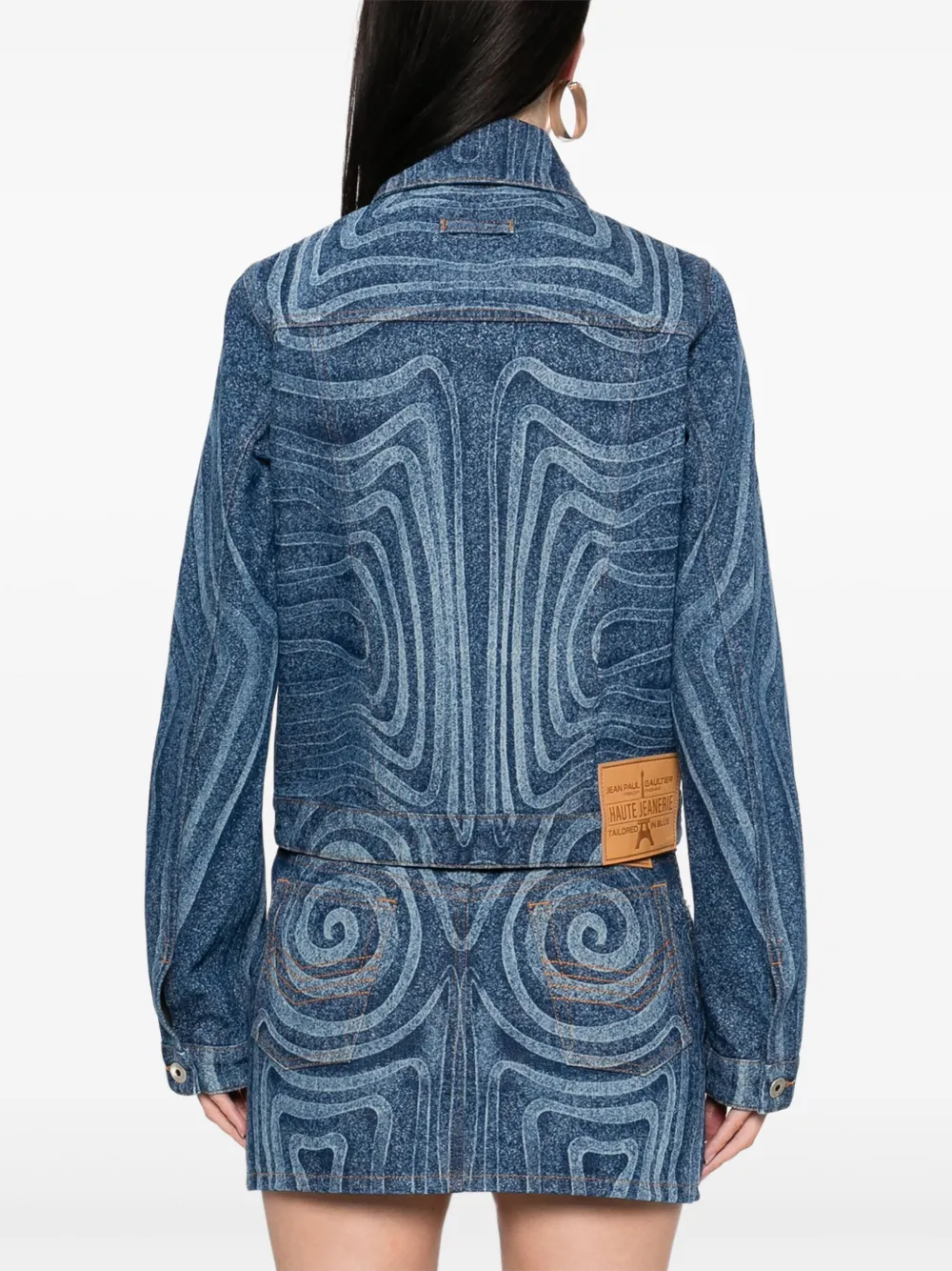 Jean Paul Gaultier Denim jack met Spiral-print Blauw