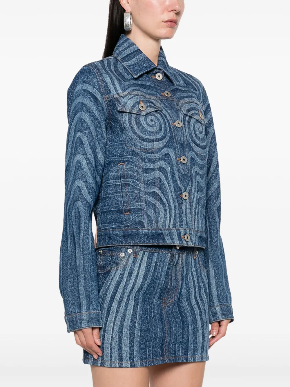 Jean Paul Gaultier Denim jack met Spiral-print Blauw