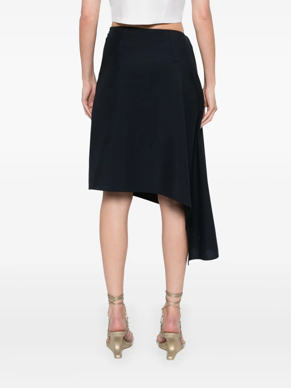 Shop Alexander Mcqueen Asymmetric Midi Skirt In Blue