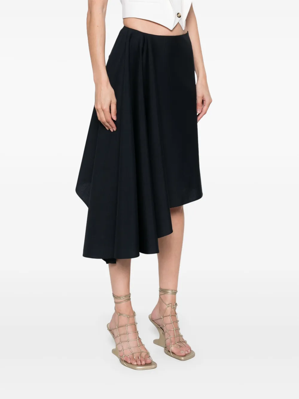 Shop Alexander Mcqueen Asymmetric Midi Skirt In Blue