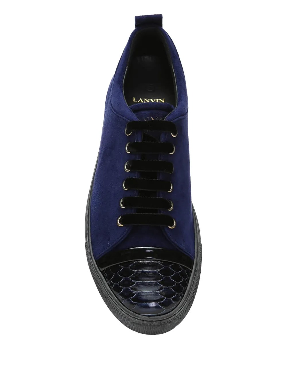 Lanvin suede leather-cap trainers Blue