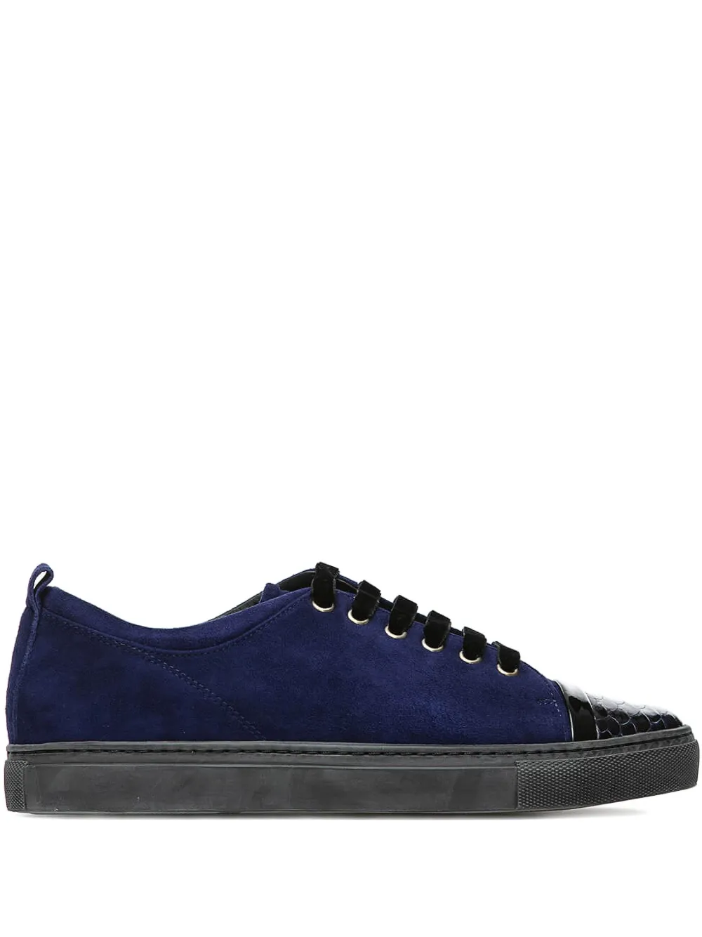 Lanvin suede leather-cap trainers Blue
