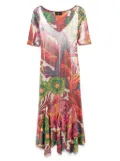 ETRO floral-print laminated midi dress - Green