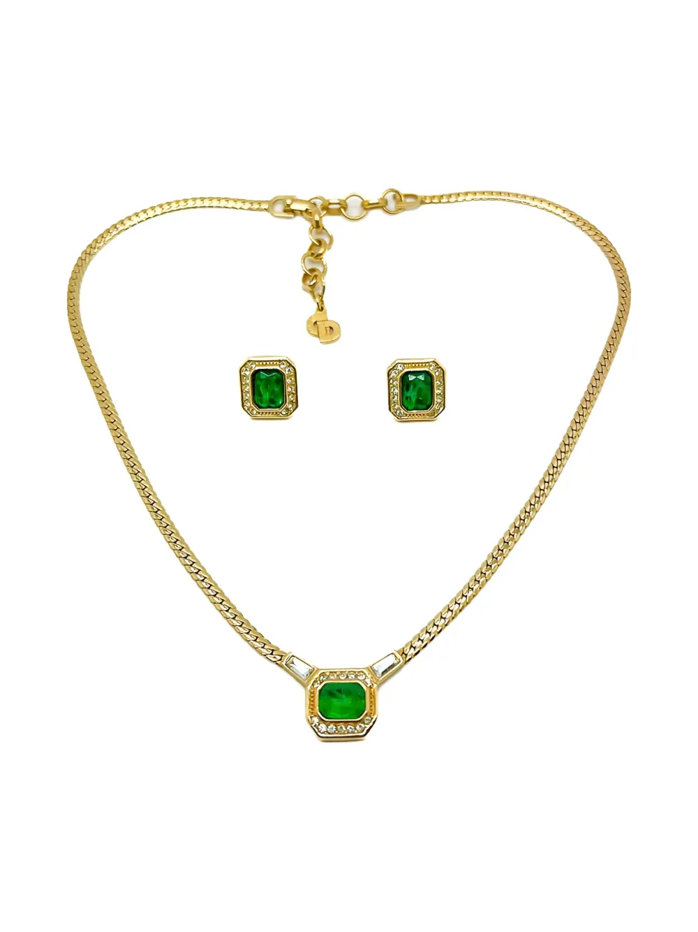 Pre-owned Dior 1980s Stone-embellished Jewellery Set In Gold