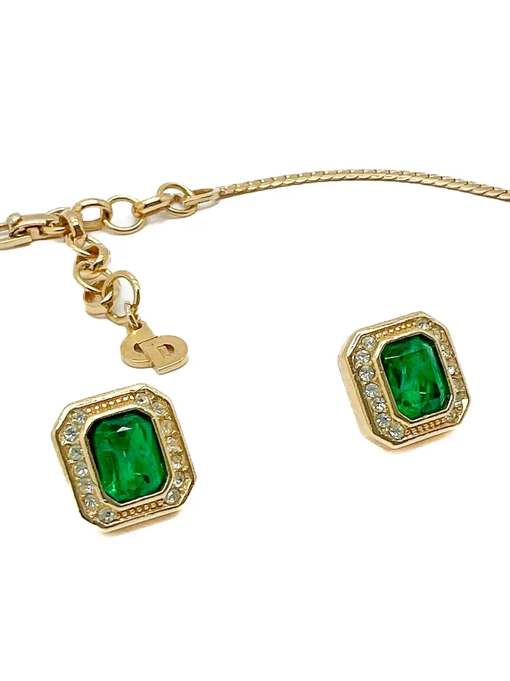 Pre-owned Dior 1980s Stone-embellished Jewellery Set In Gold