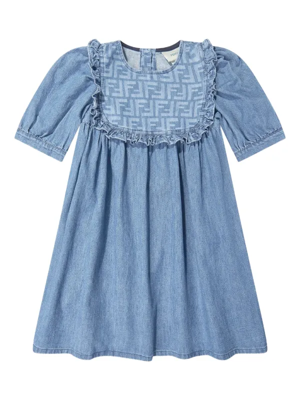 Fendi Kids Denim Dress | Blue | FARFETCH GE