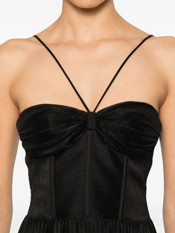 PINKO Bustier Pleated Maxi Dress | Black | FARFETCH