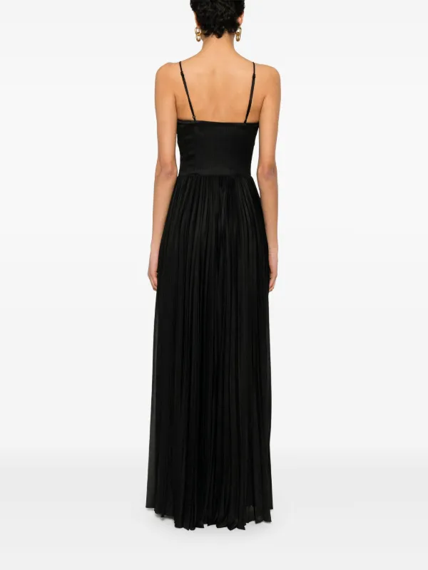 PINKO Bustier Pleated Maxi Dress | Black | FARFETCH