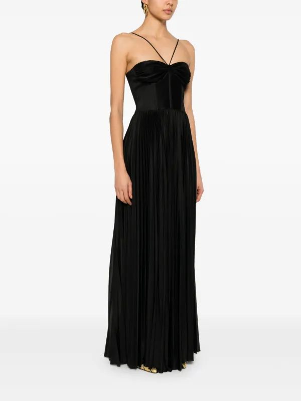 PINKO Bustier Pleated Maxi Dress | Black | FARFETCH