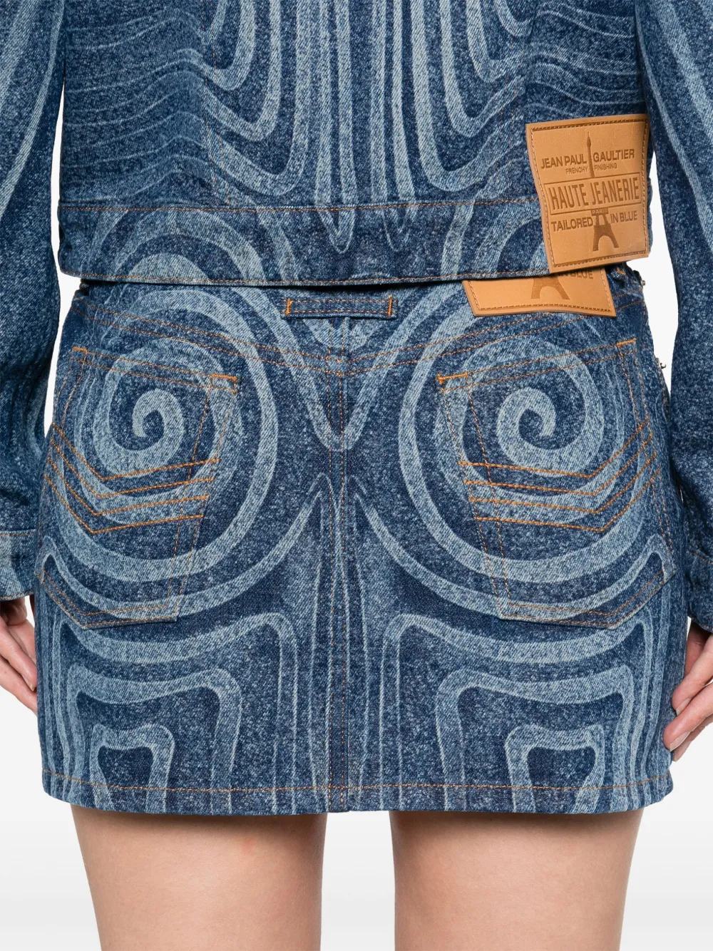 Spiral-print mini skirt