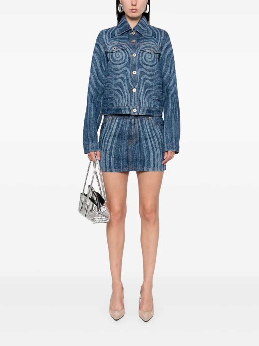  Jean Paul Gaultier Spiral-print Mini Skirt - Blue 