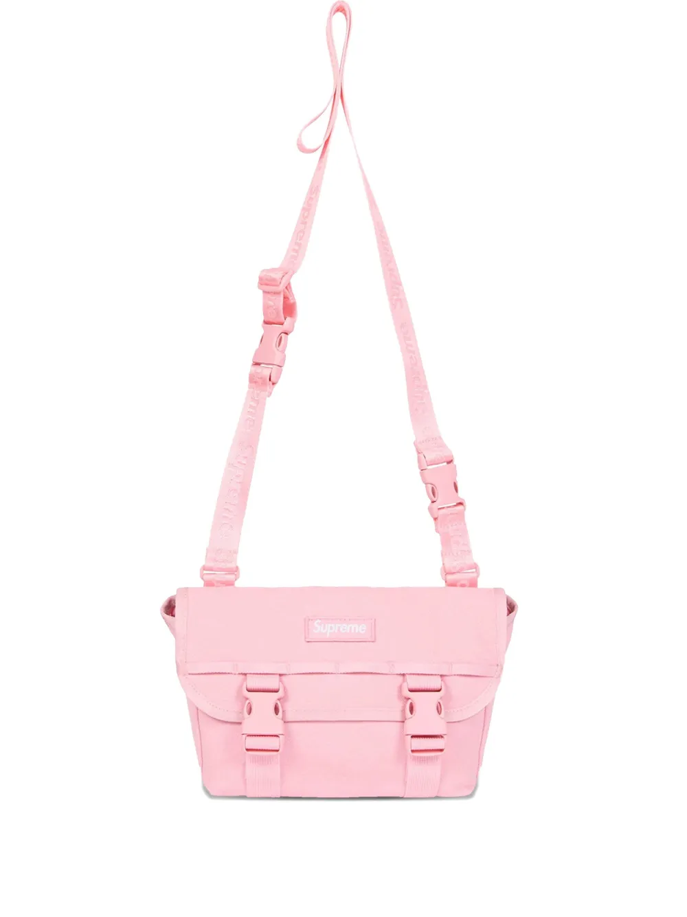 Supreme mini logo-patch messenger bag - Rosa