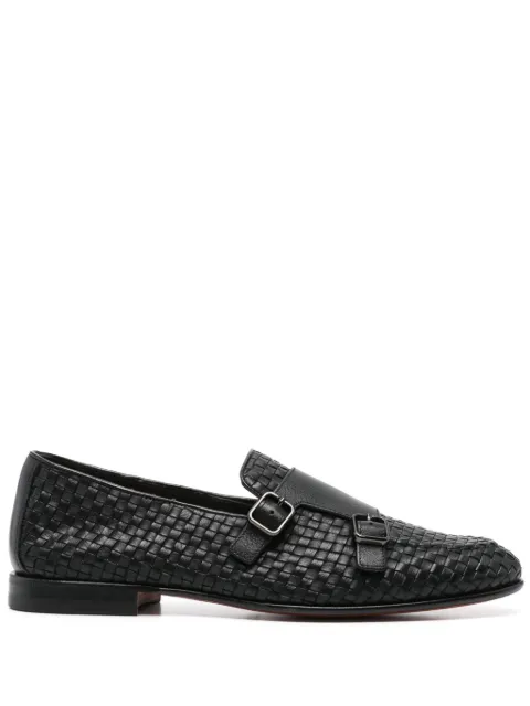 Santoni woven-leather monk shoes