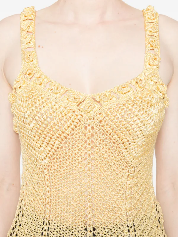 Judy Turner Daisy flower-strap Crochet Top | Yellow | FARFETCH
