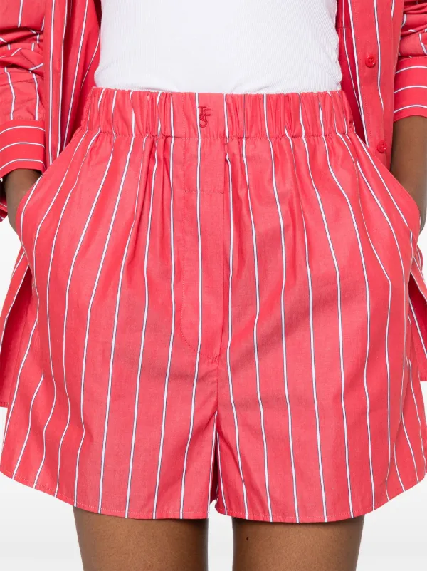 The Frankie Shop ルイストライプコットンショートパンツ赤白 The Frankie Shop Lui Shorts | Red | FARFETCH