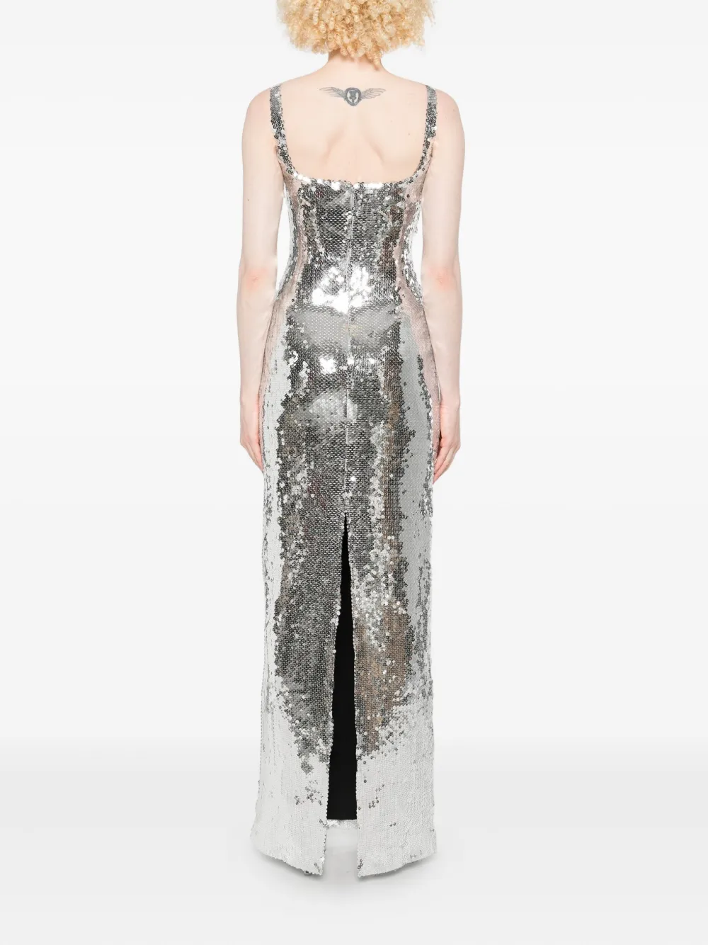 16arlington Electra Sequin Square-neck Gown In Silver