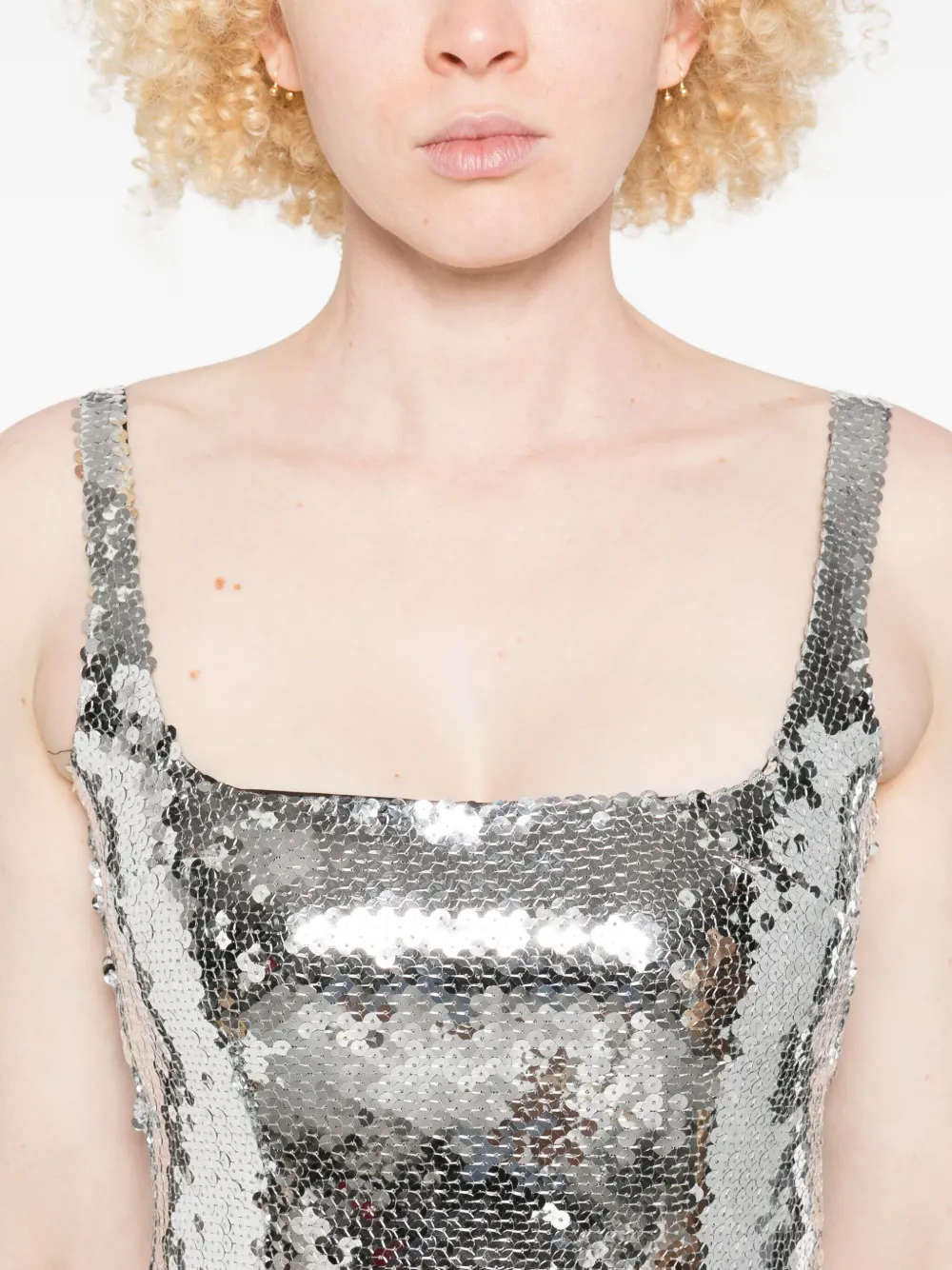 16arlington Electra Sequin Square-neck Gown In Silver