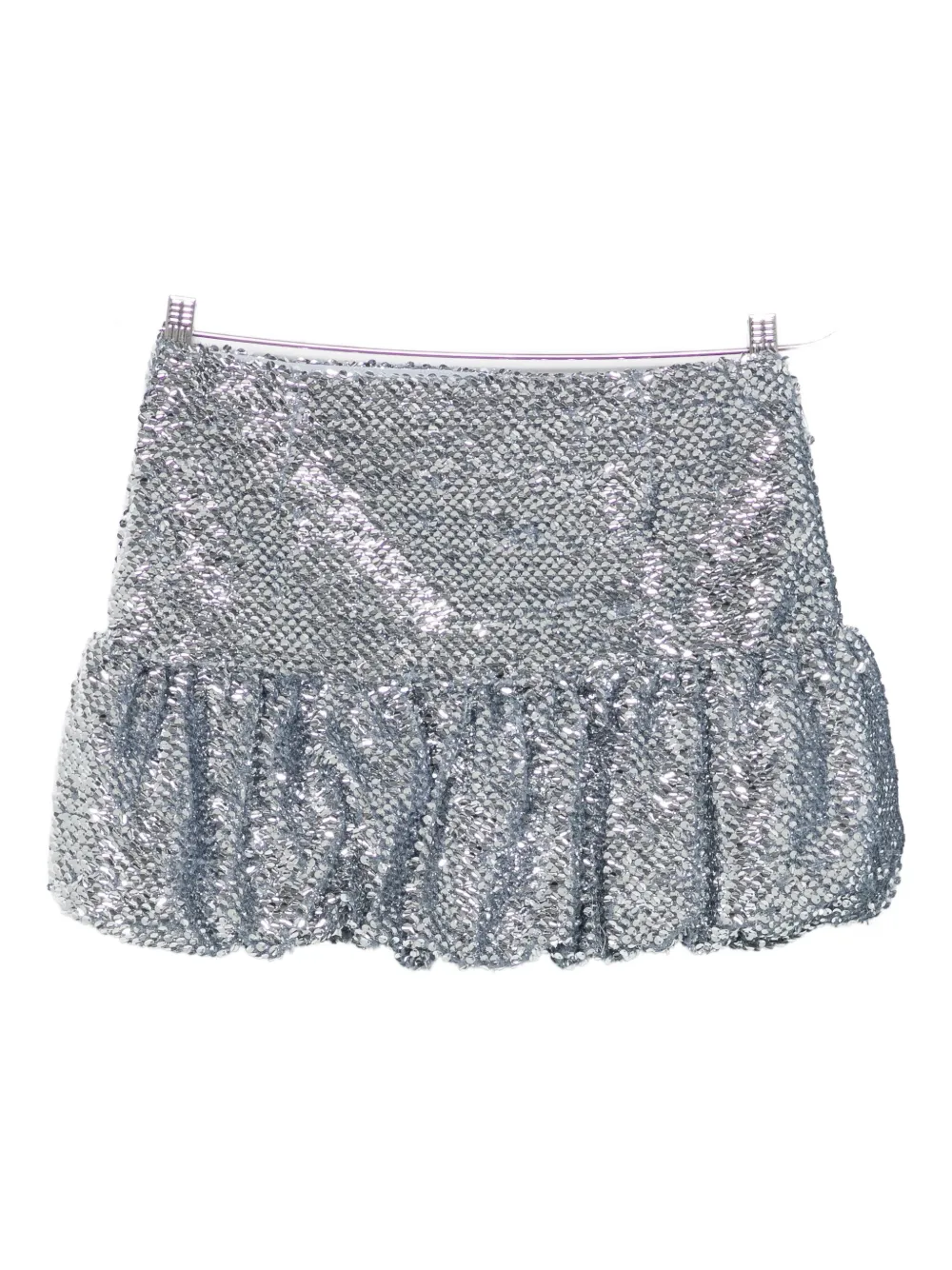 16arlington Sequinned Bubble-hem Mini Skirt In Burgundy