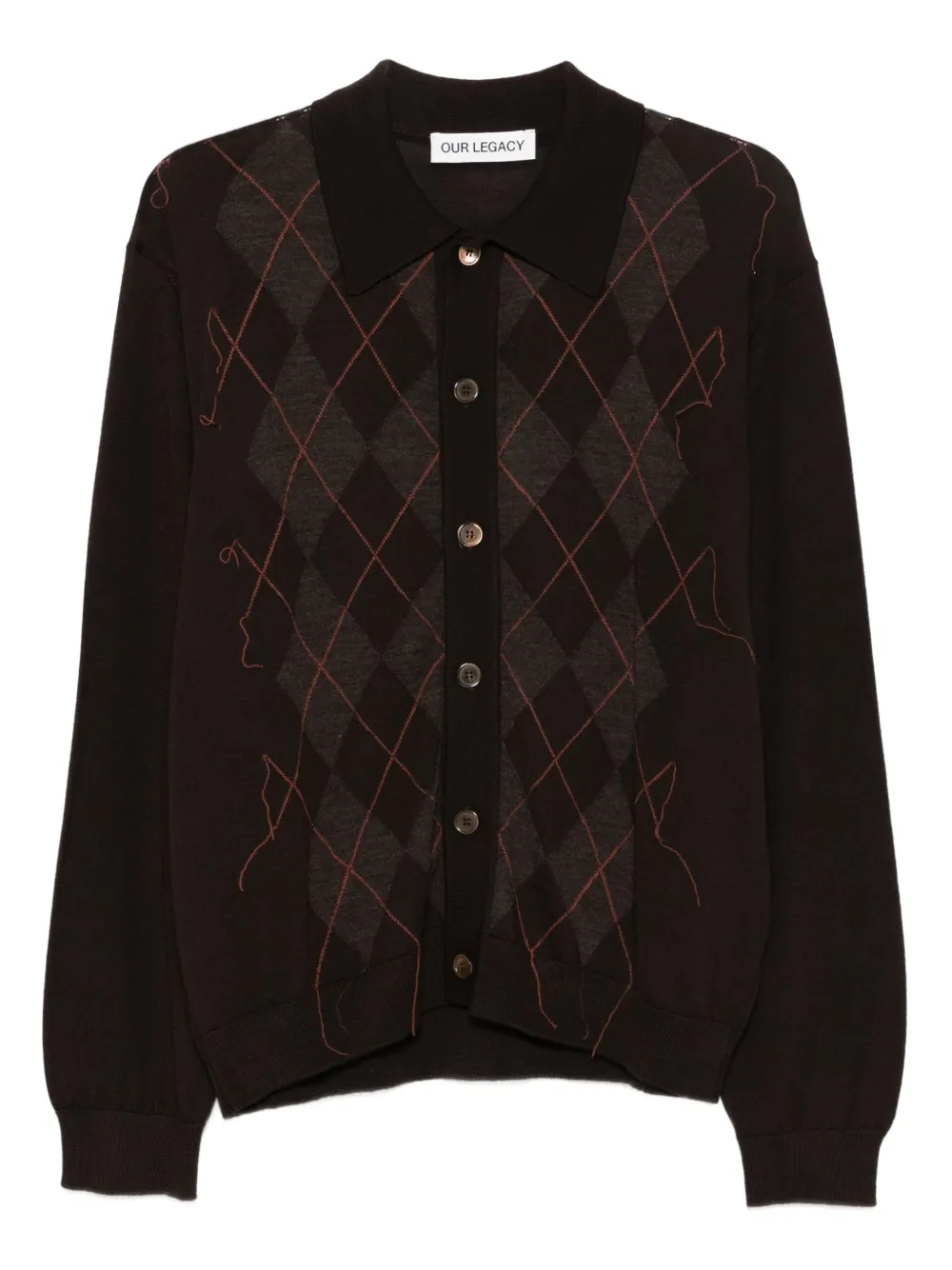 OUR LEGACY argyle-knit cardigan | Brown | Image 1
