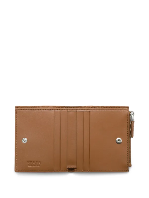 Prada Textured Leather Wallet | Brown | FARFETCH RO