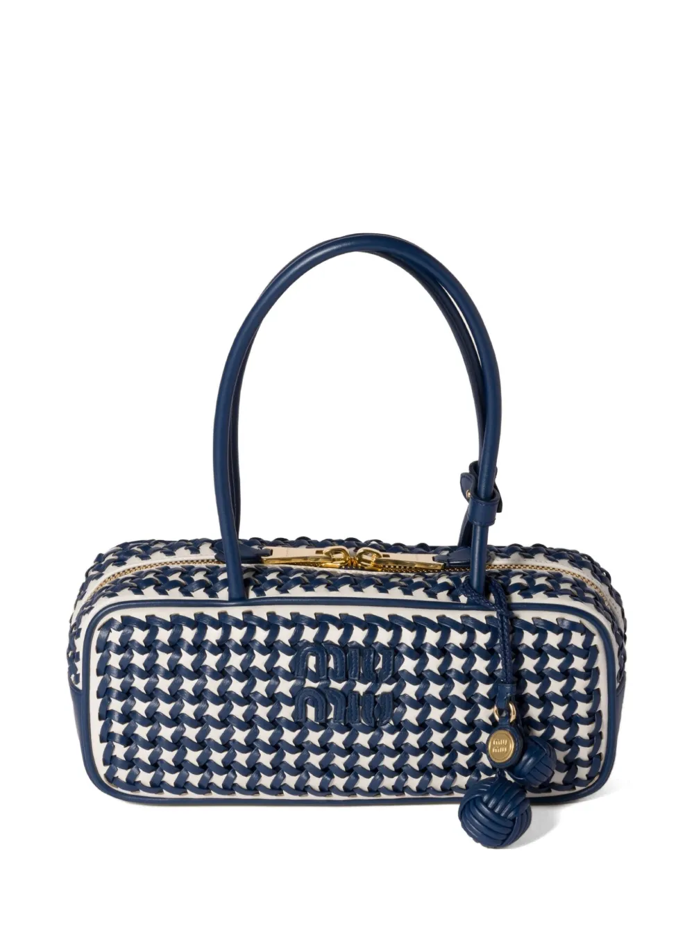 Miu Miu sac à main Bea à effet tressé | bleu | Image 1