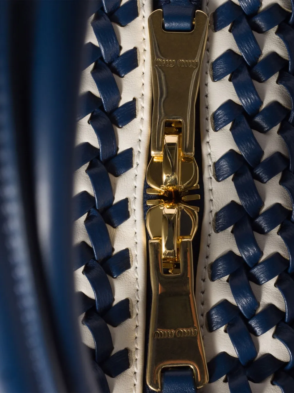 Miu Bea shopper met geweven effect Blauw