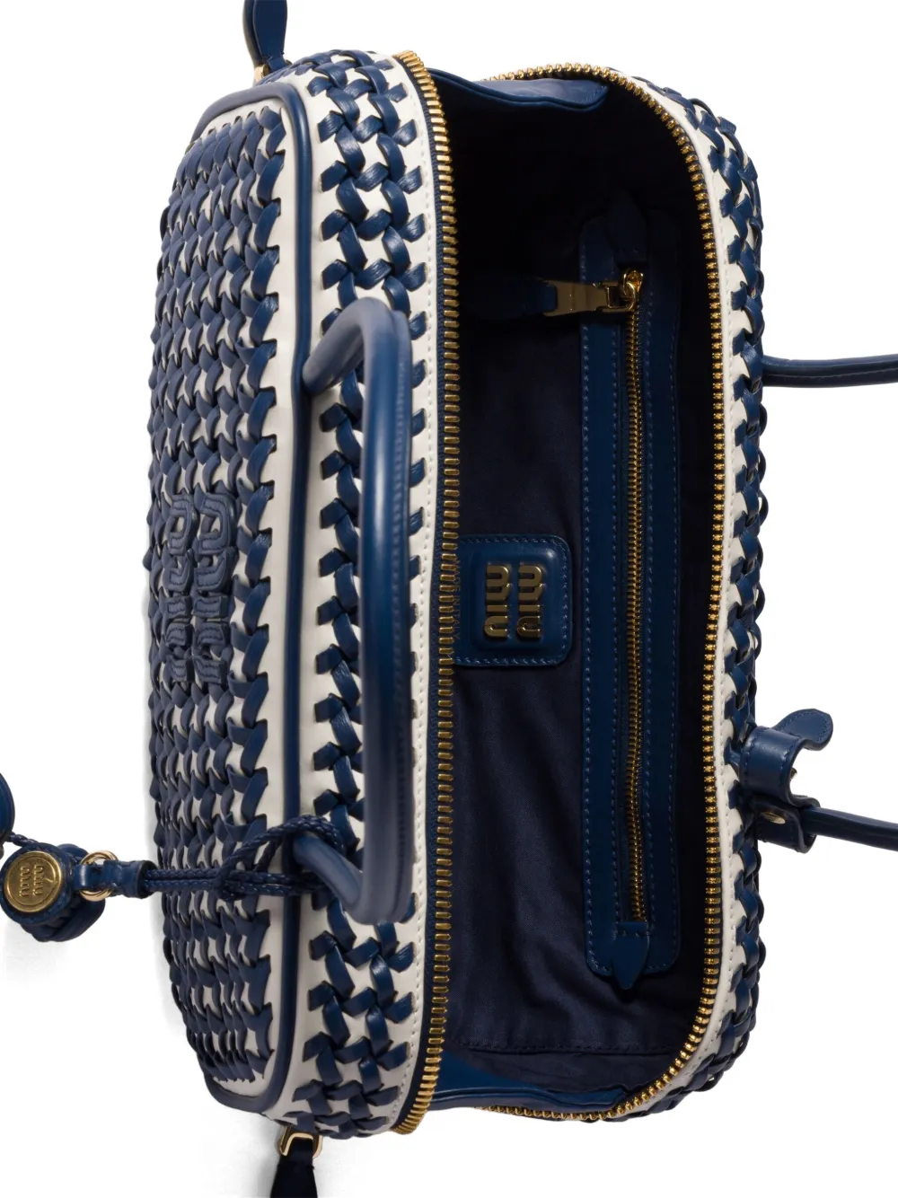 Miu Bea shopper met geweven effect Blauw