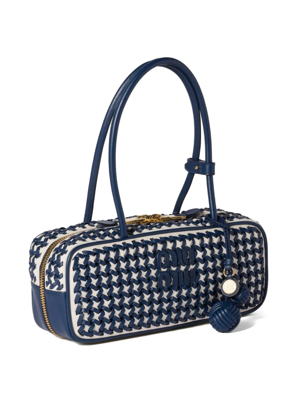 Miu Bea shopper met geweven effect Blauw