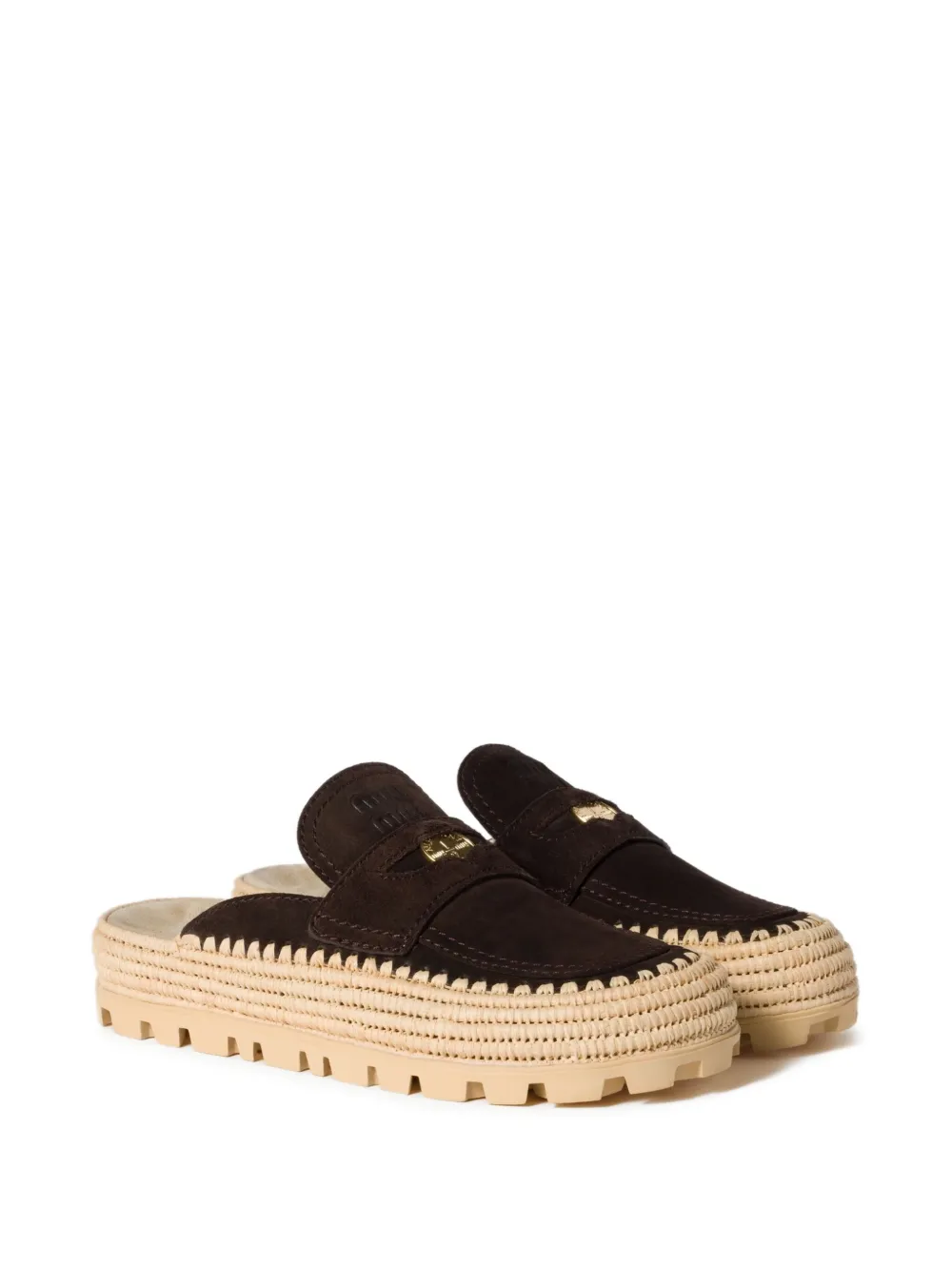 Miu suede slip-on mules Brown