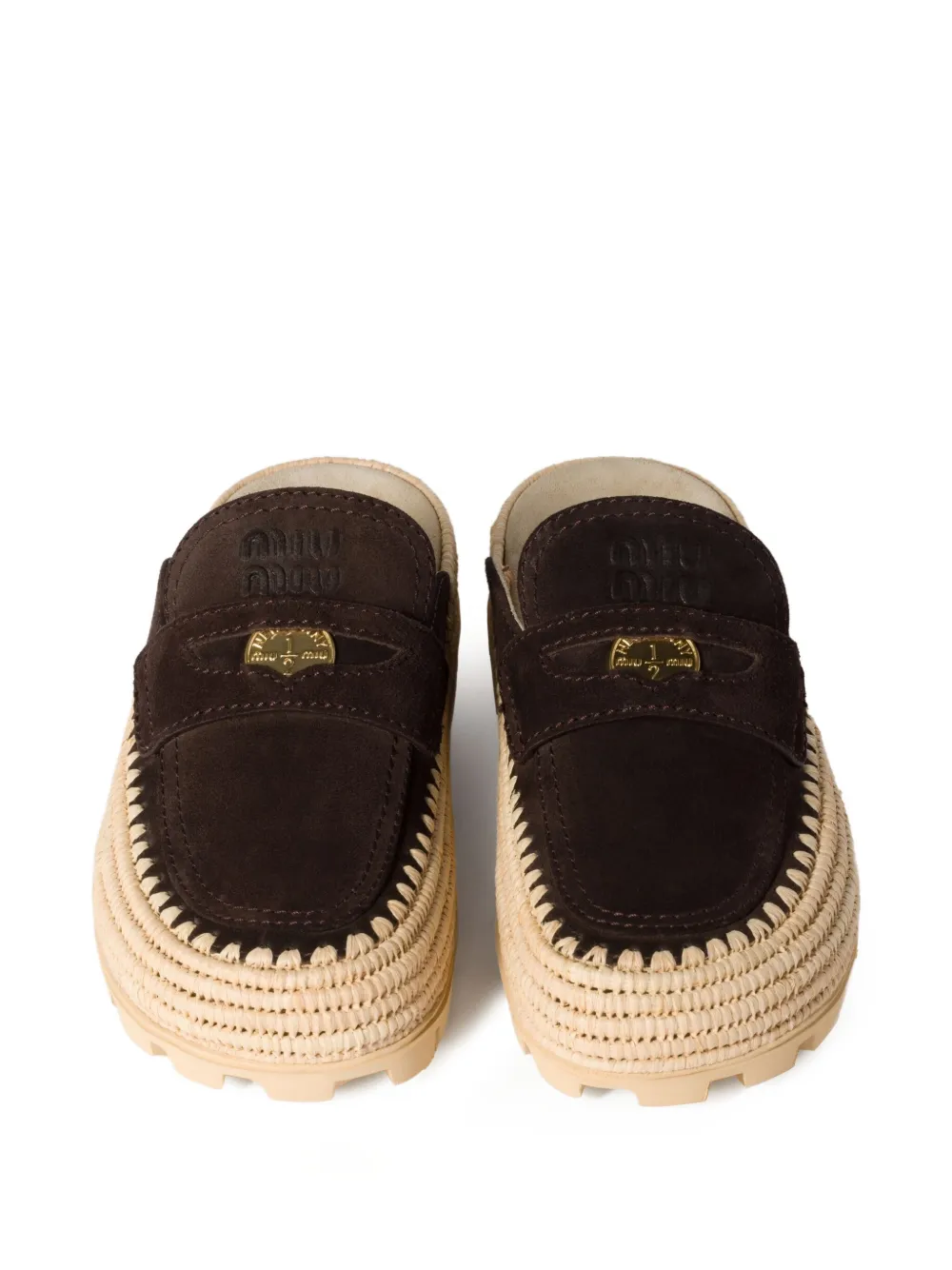 Miu suede slip-on mules Brown